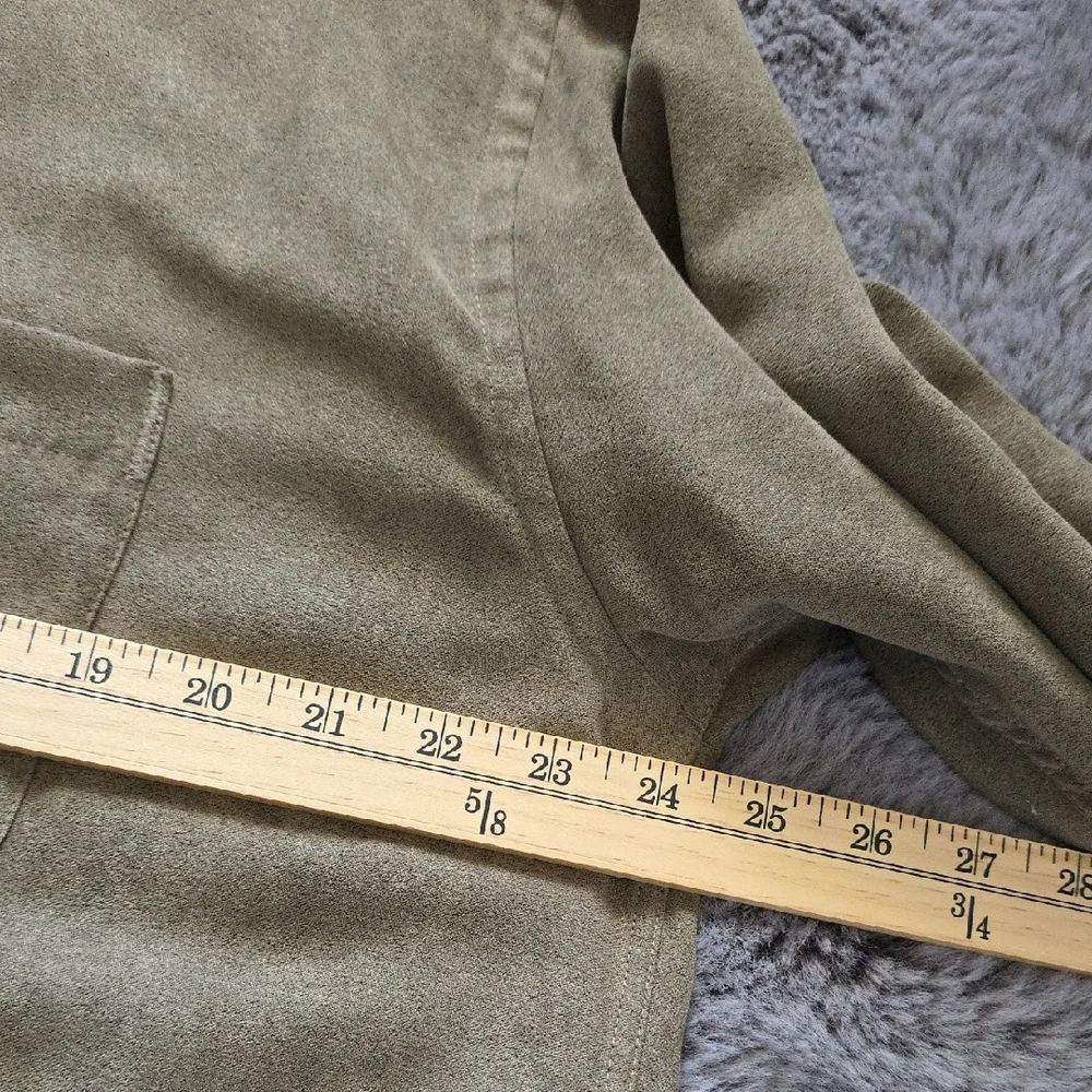Geoffrey Beene Khaki Olive Microsueded Button Down Shirt Relaxed Large - Picture 6 of 14